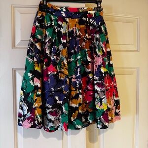 J Crew Colorful Abstract Print Women's Skirt size 00 , 100% silk EUC # 98